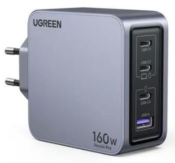 Зарядное устройство UGREEN X763 (25877) Nexode Pro 160W USB-A+3*USB-C GaN Tech Fast Charger EU с кабелем 1,5M 240W. Цвет: серый