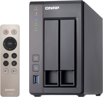 Сетевое хранилище QNAP TS-251+-2G Сетевой RAID-накопитель, 2 отсека для HDD, HDMI-порт. Intel Celeron J1900 2,