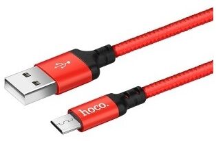 HOCO HC-62912 X14/ USB кабель Micro/ 2m/ 1.7A/ Нейлон/ Red&Black