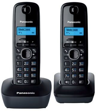 Р/Телефон Dect Panasonic KX-TG1612RUH темно-серый (труб. в компл.:2шт) АОН