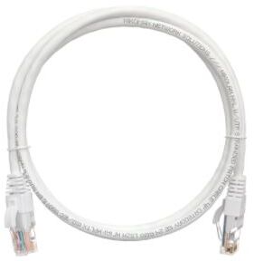 Коммутационный шнур NIKOMAX U/UTP 4 пары, Кат.5е (Класс D), 100МГц, 2хRJ45/8P8C, T568B, заливной, с защитой защелки, многожильный, BC (чистая медь), 24AWG (7х0,205мм), поливинилхлорид, белый, 0,15м