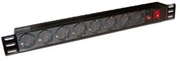 Блок распределения питания Lanmaster TWT-PDU19-10A8P-3.0 гор.размещ. 8xSchuko базовые 10A Schuko 3м