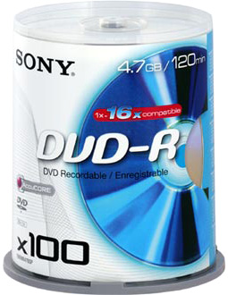 DVD-R диск Sony 16x 4.7 ГБ Cake Box 100 шт. (100DMR47BSP)