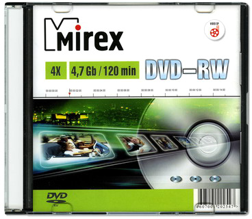 DVD-RW диск Mirex 4х 4.7 ГБ Slim case (1шт)