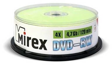 Диск DVD-RW Mirex 4.7 Gb, 4x, Cake Box (50), (50/300)