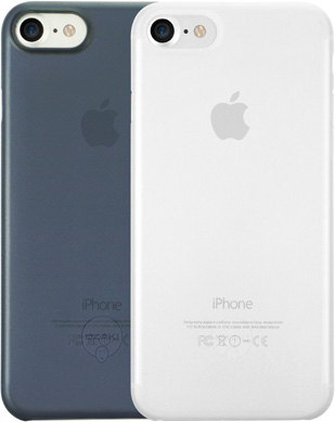 Набор чехлов для iPhone 7 Ozaki O!coat 0.3 Jelly, прозрачный/тёмно-синий [OC720CD]