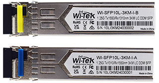 WI-SFP10L-3KM-I, промышленный модуль SFP с разъемом LC, до 3км, 2 шт.