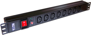 Блок розеток 19" 8 шт. C13, 10A 250V, без шнура питания