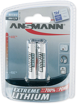 Комплект элементов питания AAA ANSMANN EXTREME LITHIUM (2 шт в блистере)
