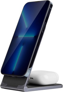 Беспроводное зарядное устройство EnergEA MagDuo Air 2-in-1 Foldable 15W/5W, GunMetal [MAGDUO-GUN]