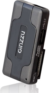 Устройство чтения/записи Ginzzu GR-417UB AII in 1, 3 port USB 2,0 hub