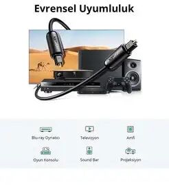 Аудиокабель UGREEN AV122 (70891) Toslink Optical Male To Male Audio Cable. Длина: 1,5 м. Цвет: черный