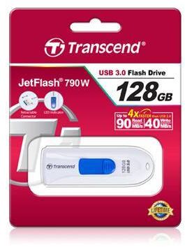 Флеш накопитель 128GB Transcend JetFlash 790, USB 3.1, Белый
