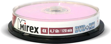 DVD+RW диск Mirex 4x 4.7 ГБ Cake Box (10 шт.)