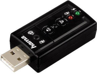 Звуковая карта Hama H-51620 7.1 Surround USB 10 полосный эквалайзер/запись караоке/микрофон/черный