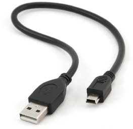 Кабель USB 2.0 Pro Gembird соединительный, AM/miniBM 5P, 0.3м, экран, черный