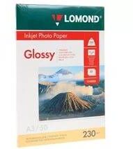 Фотобумага LOMOND Односторонняя Глянцевая, 230г/м2, A3 (29,7X42см) 50л. для струйной печати.