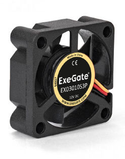 Вентилятор ExeGate EP03010S2P-5, 30 мм, 12000rpm, 33 дБ, 2-pin, 1шт