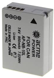 Аккумулятор AcmePower NB-10L (950 мАч) для Canon SX40