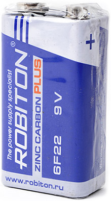 Элемент питания Крона ROBITON PLUS R-6F22-SR1 6F22 9V SR1, в упак 10 шт