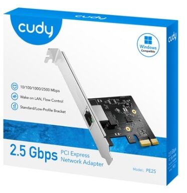 Сетевой адаптер PCI Express, Cudy PE25, 10/100/1000/2500 Мбит/с, PCI-E (PE25)