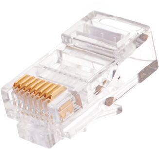 Коннектор NIKOMAX RJ45/8P8C под витую пару, Кат.5e (Класс D), 100МГц, покрытие 50мкд, под многожильный кабель, неэкранированный, круглый ввод, уп-ка 100шт.
