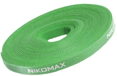Стяжка-липучка NIKOMAX нарезаемая, в рулоне 5м, ширина 9мм, зеленая