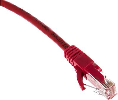 Коммутационный шнур NIKOMAX U/UTP 4 пары, Кат.5е (Класс D), 100МГц, 2хRJ45/8P8C, T568B, заливной, с защитой защелки, многожильный, BC (чистая медь), 24AWG (7х0,205мм), поливинилхлорид, красный, 0,3м