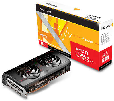 Видеокарта Sapphire AMD Radeon RX 7800 XT PULSE GAMING 16Gb DDR6 PCI-E 2HDMI, 2DP