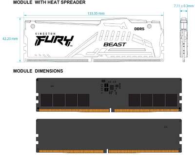 Модуль памяти DDR5 DIMM 16Gb DDR6000 Kingston FURY Beast RGB (KF560C40BBA-16)