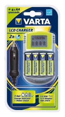 Зарядное устройство VARTA Power Play LCD + 4 AA 2700mAh + USB (товар уценен)