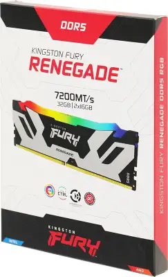 Память DDR5 2x16GB 7200MHz Kingston KF572C38RSAK2-32 Fury Beast RGB RTL Gaming PC5-57600 CL38 DIMM 288-pin 1.45В kit single rank с радиатором Ret