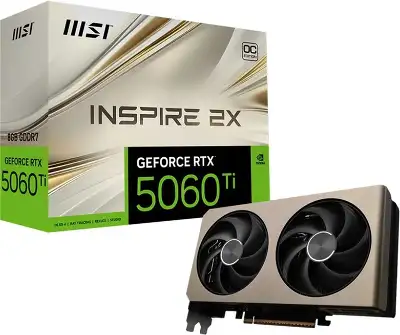Видеокарта MSI PCI-E 5.0 RTX 5060 Ti 8G INSPIRE 2X OC NVIDIA GeForce RTX 5060TI 8Gb 128bit GDDR7 2617/28000 HDMIx1 DPx3 HDCP Ret