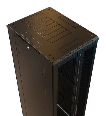 Шкаф коммутационный WRline (WR-TT-2266-DD-RAL9004) напольный 22U 600x600мм пер.дв.перфор.2ств. задн.дв.перфор.2-хст. 2 бок.пан. направл.под винты 800кг черный 510мм 1166мм IP20 сталь