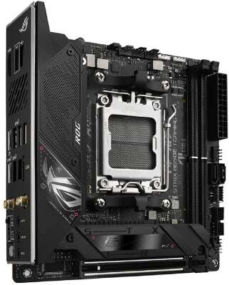 ASUS ROG STRIX B650E-I GAMING WIFI (Socket AM5, mini ITX, 2xDDR5(64GB), HDMI 2.1, 1xPCIe 5.0x16, 1xLAN (2.5GbE), Wi-Fi 6E, BT, 2xSATA 6Gb/s, 2xM.2, 2xType-C, 4xUSB 3.2, 2xUSB 2.0)