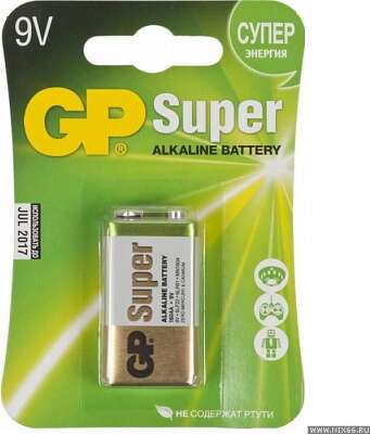 Элемент питания Крона GP Super GP1604AA21-5CRSBC1 G-TECH 6LR61 (1 шт в блистере)