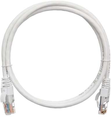 Коммутационный шнур NIKOMAX U/UTP 4 пары, Кат.5е (Класс D), 100МГц, 2хRJ45/8P8C, T568B, заливной, с защитой защелки, многожильный, BC (чистая медь), 24AWG (7х0,205мм), поливинилхлорид, белый, 5м