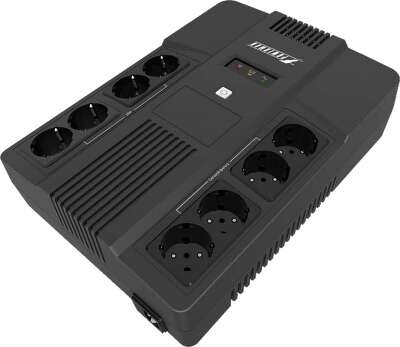ИБП POWERMAN Brick 1000, линейно-интерактивный, 1000ВА, 600Вт, 4 евророзетки с резервным питанием, 4 евророзетки с фильтрацией, батарея 12В 9Ач 1 шт., 309мм х 202мм х 93мм, 5.6 кг./ UPS POWERMAN Brick 1000, line-interactive, 1000VA, 600W, 4 eurosockets wi