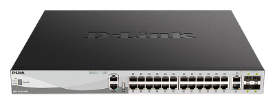 Коммутатор D-Link PROJ Управляемый L3 стекируемый PoE-коммутатор, 24x1000Base-T PoE, 2x10GBase-T, 4x10GBase-X SFP+, PoE-бюджет 370 Вт (740 Вт с DPS-700), защита от статического электричества до