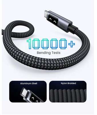 Кабель UGREEN L509 (35513) UNO Type C 2.0 Male To Type C 2.0 Male 5A Data Cable. Длина: 3м. черный/серый