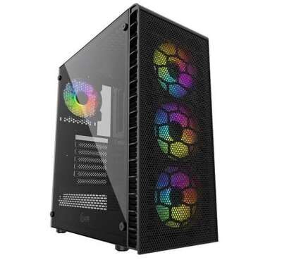 Powercase Mistral Z4C Mesh LED, Tempered Glass, 4x 120mm 5-color fan, чёрный, ATX  (CMIZ4C-L4)