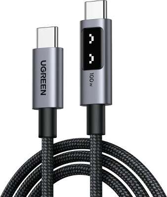 Кабель UGREEN L509 (35513) UNO Type C 2.0 Male To Type C 2.0 Male 5A Data Cable. Длина: 3м. черный/серый