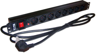 Блок распределения питания Lanmaster TWT-PDU19-16A8P-3.0 гор.размещ. 8xSchuko базовые 16A Schuko 3м