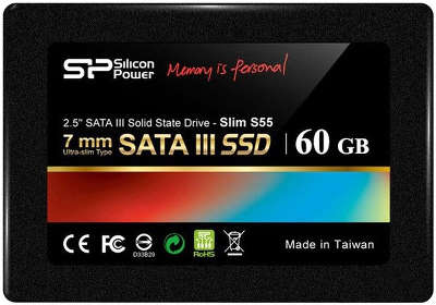 Твердотельный накопитель SSD 2.5" 60 Gb Silicon Power SATA III S55 (R556/W465MB/s) (SP060GBSS3S55S25)
