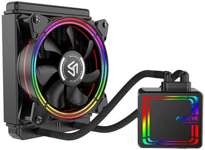 Жидкостное охлаждение Alseye H120, 1х120мм, 800~2000rpm, 4-pin, Al, черный/RGB, 1 секция, 45.2CFM, 35.2дБ, INTEL 1200/115x/775/2066/2011/1366, AMD AM5/AM4/AM3(+)/AM2(+)FM1 (AS.02.02.0018)