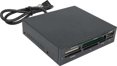 Устройство чтения,записи Acorp (all-in-1, + USB port) USB 2.0, CRIP200B черный внутренний 3.5"
