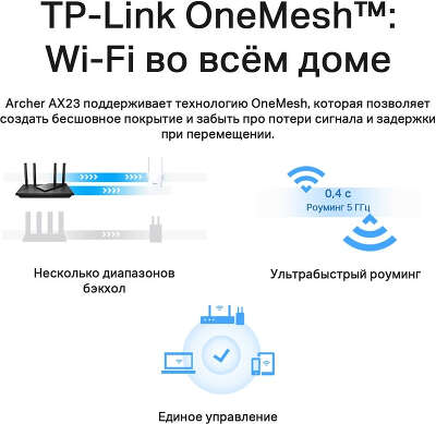 Wi-Fi роутер TP-LINK Archer AX23, 802.11a/b/g/n/ac/ax, 2.4 / 5 ГГц