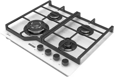 Газовая варочная панель MIDEA/ MDK/Газовая варочная панель MIDEA, 60 см, WOK-конфорка, чугунные решетки, автоподжиг, газконтроль, адаптер для кофе, цвет белый