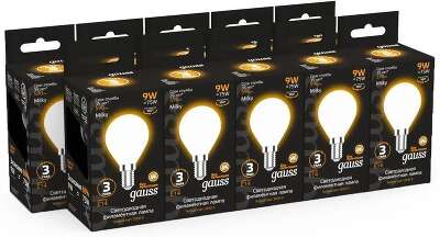 Лампа светодиодная Gauss Filament 105201109 9Вт цок.:E14 шар 220B св.свеч.бел.теп. (упак.:10шт)