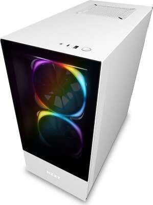 Корпус NZXT H510 Elite White/black, белый, ATX, Без БП (CA-H510E-W1)
